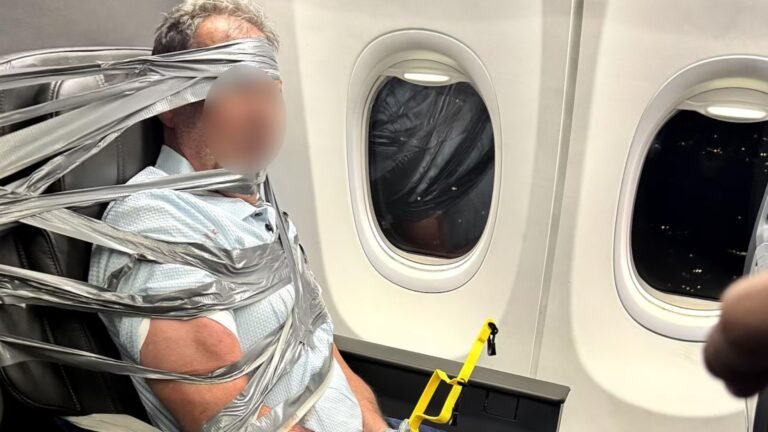American Airlines passenger restrained with duct tape inside an aircraft