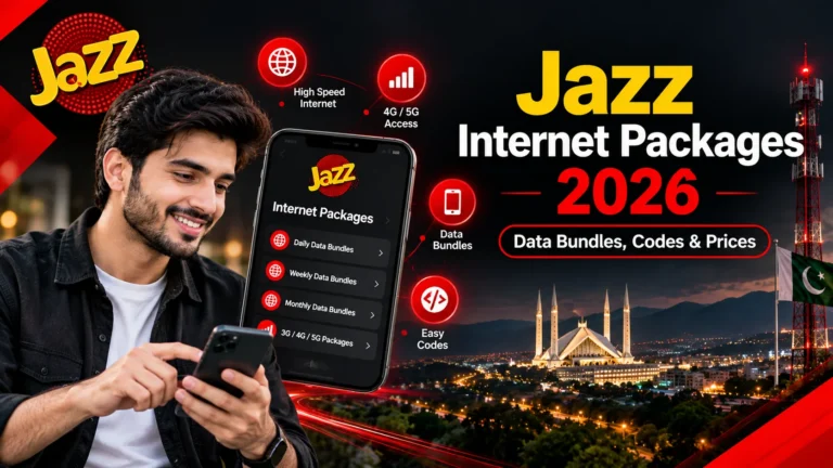 Jazz internet packages 2026 for mobile data bundles and codes