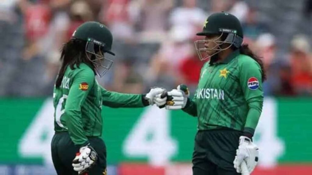 Pakistan women cricketers during an international cricket match