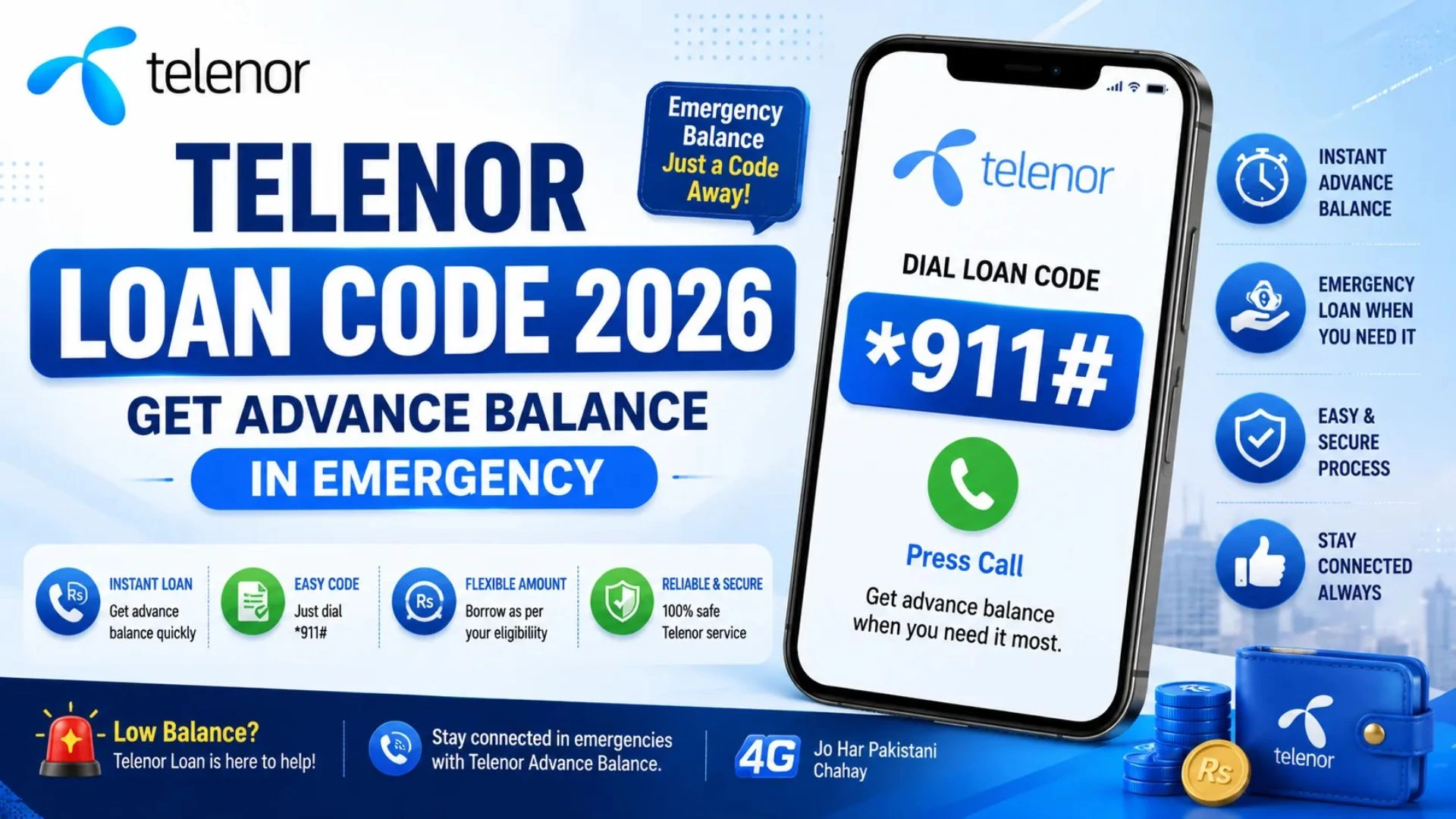 Telenor loan code for checking advance balance